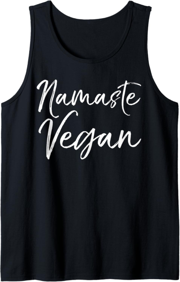 Cute Vegan Gift Funny Yoga Workout Quote Namaste Vegan Tank ... - Image 2